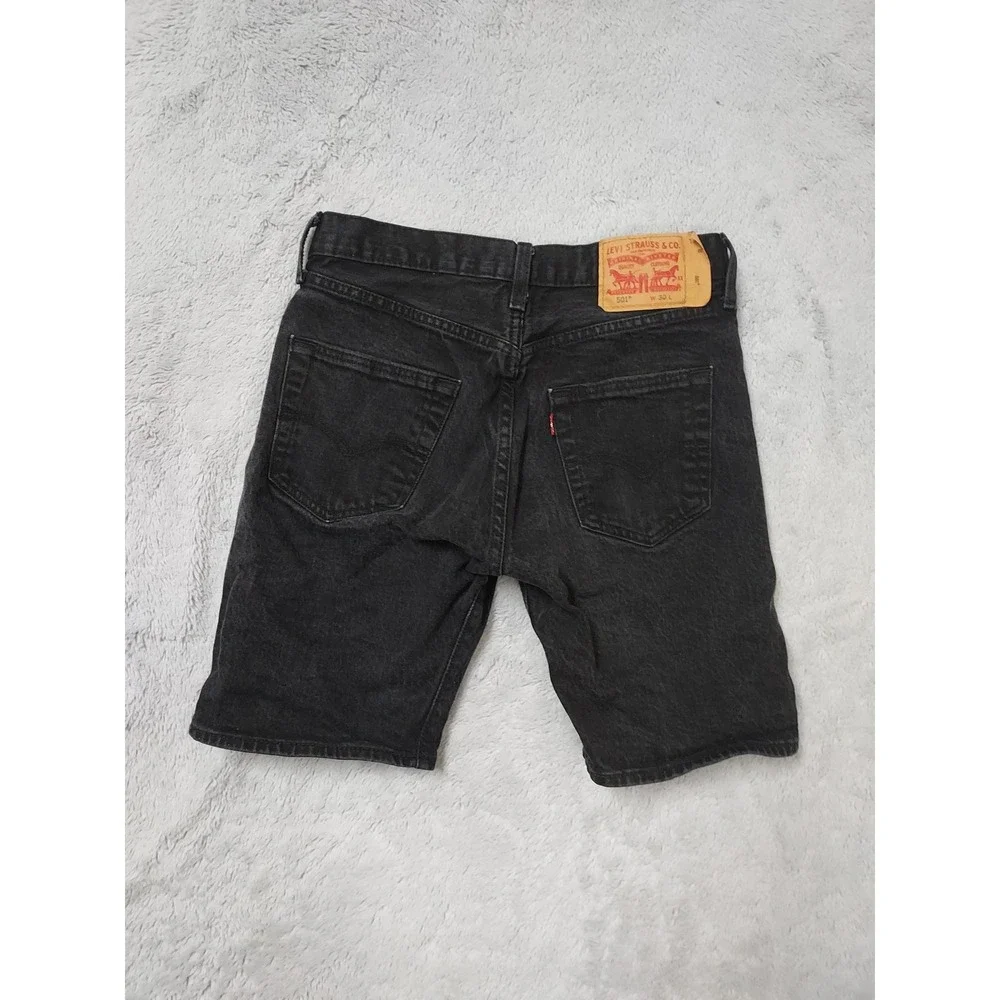 Levis 501 Jean Shorts Mens 30 Denim Button Fly Jorts Black Cotton Stretch